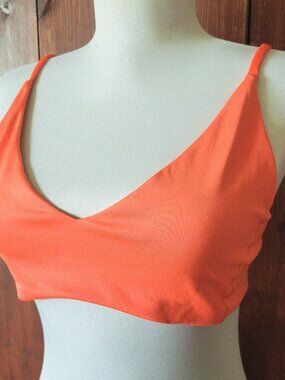 Left On Friday Bikini Top M Orange Aperol Colorblock Swim Top Smoothing Vacation